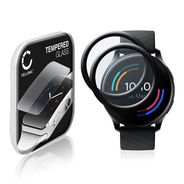 2x CELLONIC Screen Protector for OnePlus Watch Fitness Tracker Smart Watch Face Protector - 3D Full Cover 0,33mm Full Glue 9H Tempered Glass Display Cover Crystal Clear