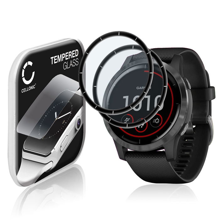 2x CELLONIC Display Schutzglas kompatibel mit Garmin vivoactive 4 Smartwatch / Fitness Tracker - 2.5D 9H 0,30mm Full Glue - Smartwatchglas Schutzfolie Transparent Displayschutz Glas Folie Screen Protector Glass