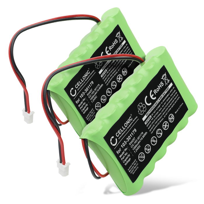 2x Ersatzakku 103-301179 - Ersatz Akku für Visonic PowerMaster 30 Control Panel 103-301179 - Zusatzakku 1500mAh, Batterie