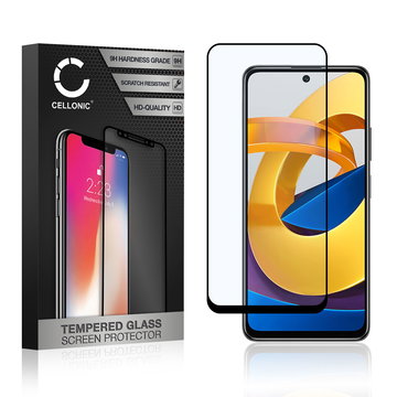 CELLONIC Display Schutzglas kompatibel mit Xiaomi Poco M4 Pro 5G Handyglas - 3D Case-friendly 9H 0,33mm Full Glue schwarz - Handy Schutzfolie Displayschutz Glas Folie, Screen Protector Glass
