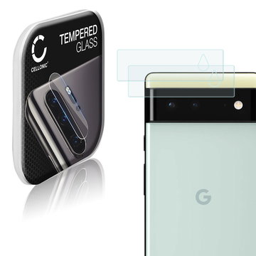 2x CELLONIC Kamera Schutzglas kompatibel mit Google Pixel 6 Handy Kameraschutz - 9H Kameraglas 0,33mm Full Glue Kameraabdeckung Transparent - Schutzfolie Glas Folie, Camera Protector Glass