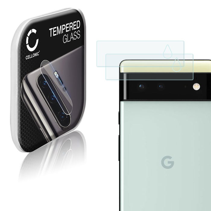2x CELLONIC Kamera Schutzglas kompatibel mit Google Pixel 6 Handy Kameraschutz - 9H Kameraglas 0,33mm Full Glue Kameraabdeckung Transparent - Schutzfolie Glas Folie, Camera Protector Glass