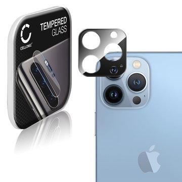 CELLONIC Kamera Schutzglas kompatibel mit Apple iPhone 13 Pro / 13 Pro Max Handy Kameraschutz - 9H Kameraglas 0,33mm Full Glue Kameraabdeckung schwarz - Schutzfolie Glas Folie, Camera Protector Glass