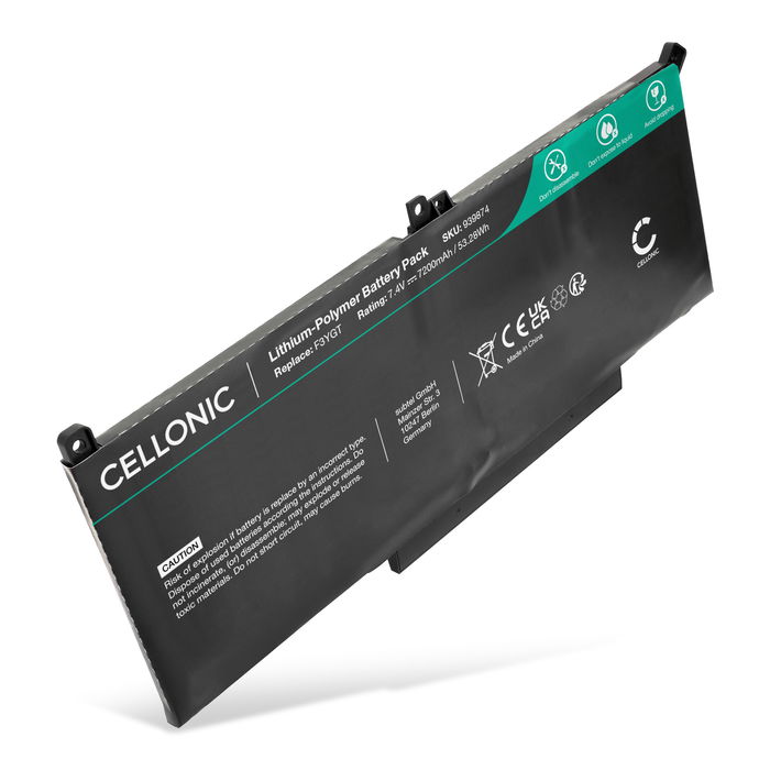 Akku für Dell Latitude 14 7490, 7480, Latitude 13 7390, 7380, Latitude 12 7290, 7000, E7480, F3YGT Laptop - 7200mAh 7.4V 