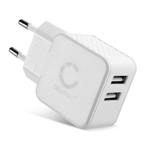 Doppel USB Ladegerät: Schnellladegerät für Handy Smartphone Tablet - 2 Fach Ladeadapter mit Dual Anschluss Stecker - Mehrfach Ladestecker für Steckdose - Multi Lader Netzstecker Netzteil