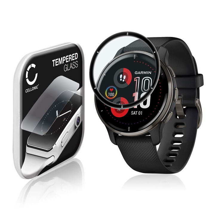 Displayschutzglas Garmin Venu 2 Plus (3D Full Cover, 9H, 0,33mm, Full Glue) Displayschutz Tempered Glass
