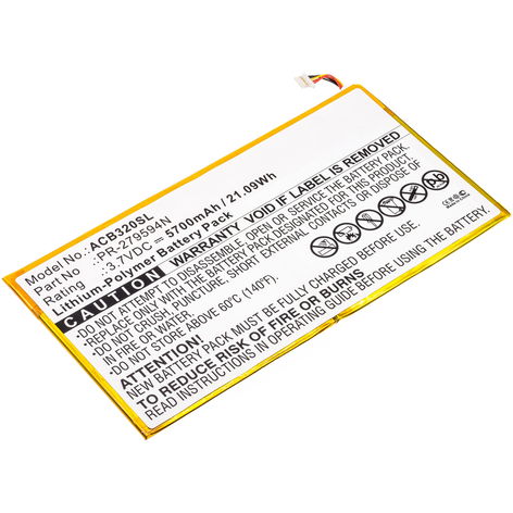 Battery for Acer Iconia One 10 (B3-A20), (B3-A30) PR-279594N (5700mAh, 3.7V) from subtel