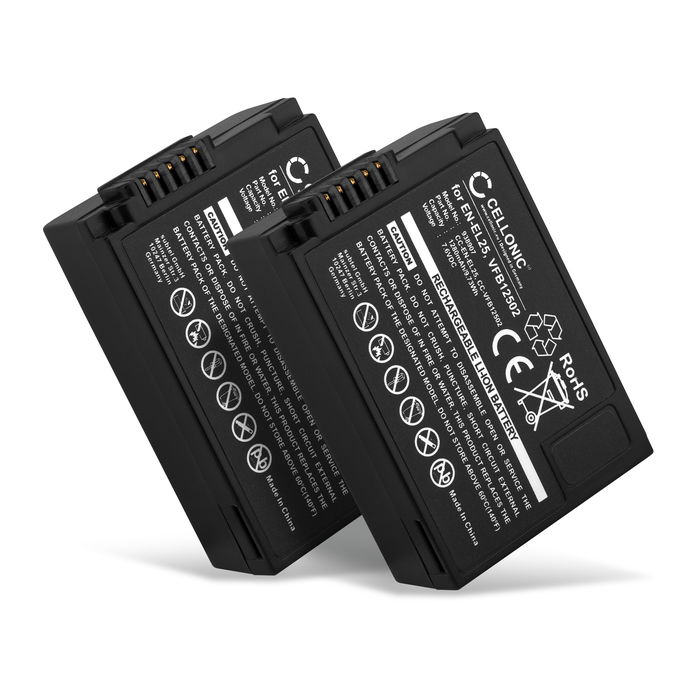 2x EN-EL25, VFB12502 Ersatz Akku für Nikon Z fc / Z 50 / Z 30 - Kamera Ersatzakku - Kameraakku 1280mAh, Batterie