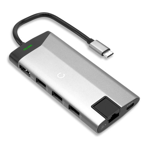 Multi USB-Port-Hub (8-in-1 ) – USB C-zu-HDMI-Adapter 4K @ 60 Hz, USB-Typ C, 3x USB A PD 3.0, SD, Micro SD & Ethernet – USB C-Dongle für Mac OS, Windows, Android