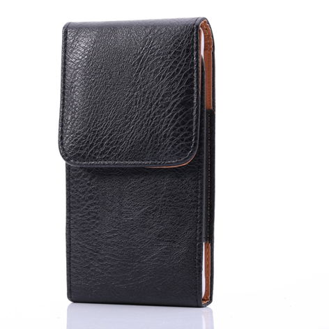 Belt Phone Holder Case for – PU Leather Smartphone Holster Flip Pouch for Phones Up To 6.3" – Black