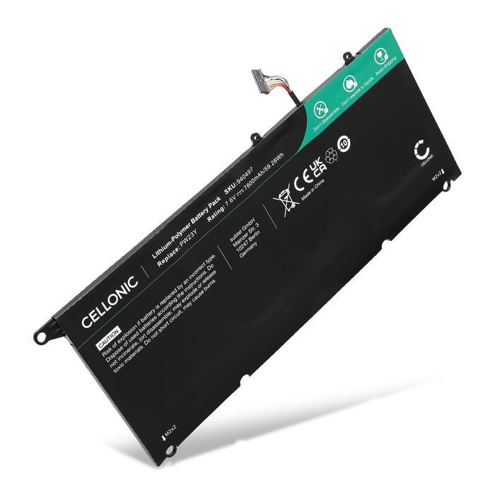 Akku für Dell XPS13 9360, PW23Y, TP1GT, RNP72, 0RNP72, 0PW23Y Laptop - 7800mAh 7.6V 