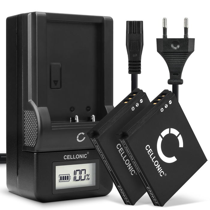 2x Canon CB-2LV Akku + Ladegerät 850mAh Ersatzakku Batterie von Cellonic