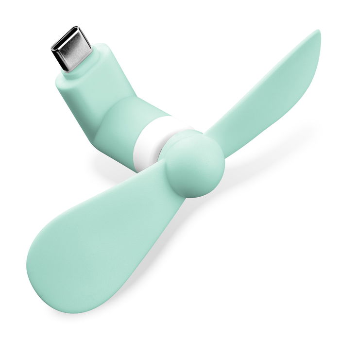 CELLONIC USB C Phone Fan for Smartphone, Mobile Phone, Tablet, Switch - Cute & Powerful Type C OTG Plug In Mobile Fan - Mini, Portable Travel Fan - turquoise