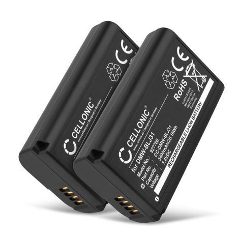 2x Akku für Panasonic Lumix DC-S1 Lumix DC-S1H Lumix DC-S1R Lumix S1 Lumix S1H Lumix S1R DMW-BLJ31 (3400mAh, 7.4V) von CELLONIC