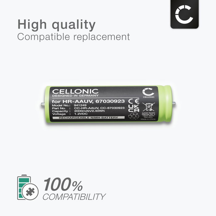 Batterie Ni-MH 1800mAh 1,2V Pour Rasoirs Braun - Modèles 3010BT, 3020, 3000BT, Etc. - Marque Vhbw, Neuve