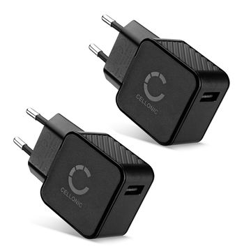 2x Port USB Charger EU plug 5V 1A 5W Fast Smart Charging Mains Wall USB Adapter Outlet Socket 100V-240V for Mobile Phone, Tablet, Speakers, Powerbank - Black