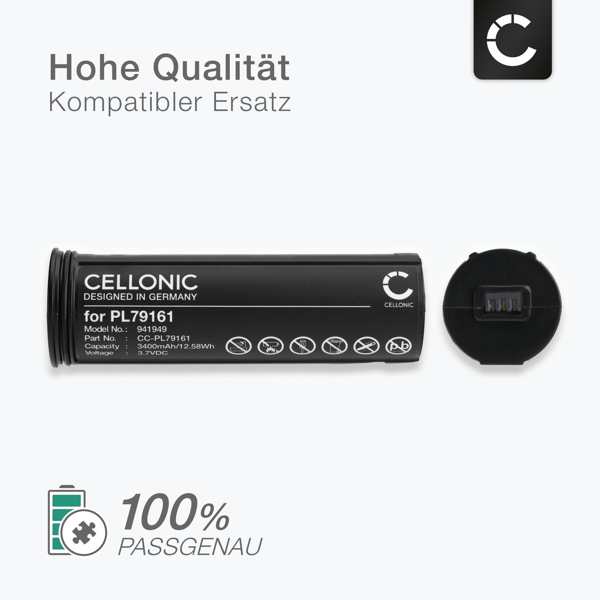 CELLONIC Akku Für Pulsar Thermion 2 XG50 – 3400mAh, 3,7V, Lithium-Ionen, 12,6Wh
