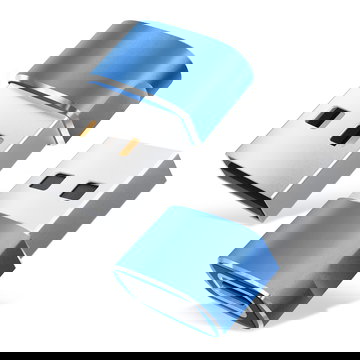 2x USB-C auf USB-A-Adapter – USB-C-Buchse auf USB-A-Stecker Konverter zum schnellen Laden & für schnelle Datenübertragung für iPhone, iPad, Galaxy, Telefon, Tablet, Laptop - Blau