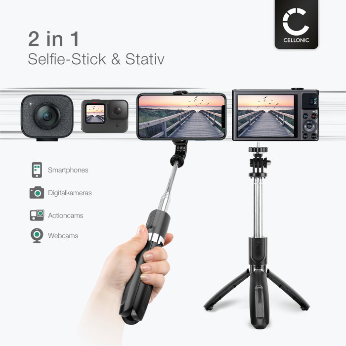 Acer Liquid Gallant E350 Selfie Stick mit Stativ und Fernbedienung von  Cellonic  Schwarz