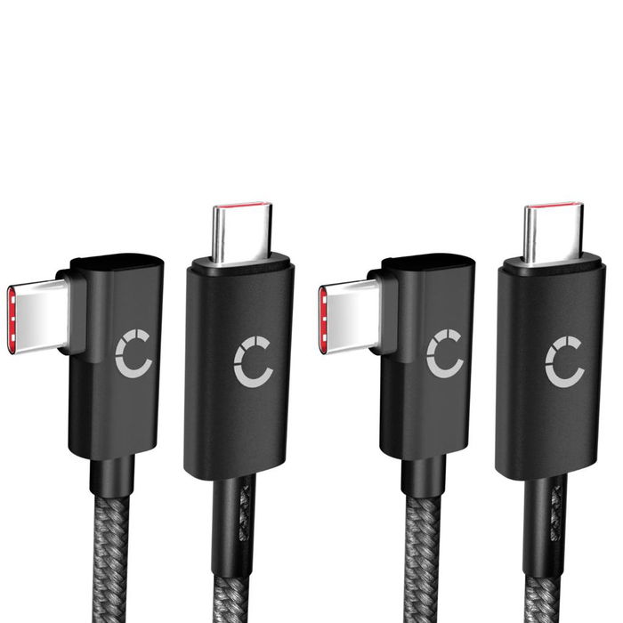 USB C auf USB C kabel 100W (2 Stück) L-förmig, rechtwinklig 1m – USB C Nylon Kabel, USB 3.1, 10 Gbit/s, 8K für  Handy, Tablet, Smartwatch, GPS, Lautsprecher uvm