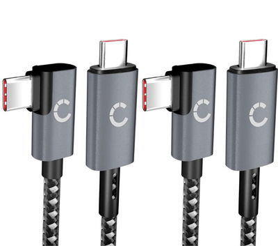 USB C auf USB C kabel 100W (2 Stück) L-förmig, rechtwinklig 1m – USB C Nylon Kabel, USB 3.1, 10 Gbit/s, 8K für  Handy, Tablet, Smartwatch, GPS, Lautsprecher uvm