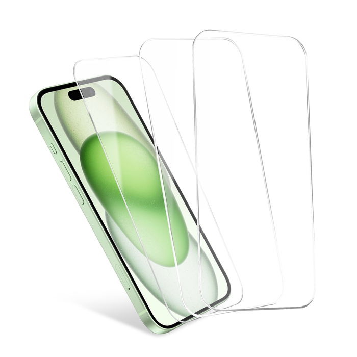 CELLONIC 3x Schutzfolie iPhone 15 & iPhone 15 Pro - 6,1 Zoll Smartphone Displayschutz 2.5D aus Tempered Glass Ultra Thin 9H Schutzglas, Displayschutzfolie