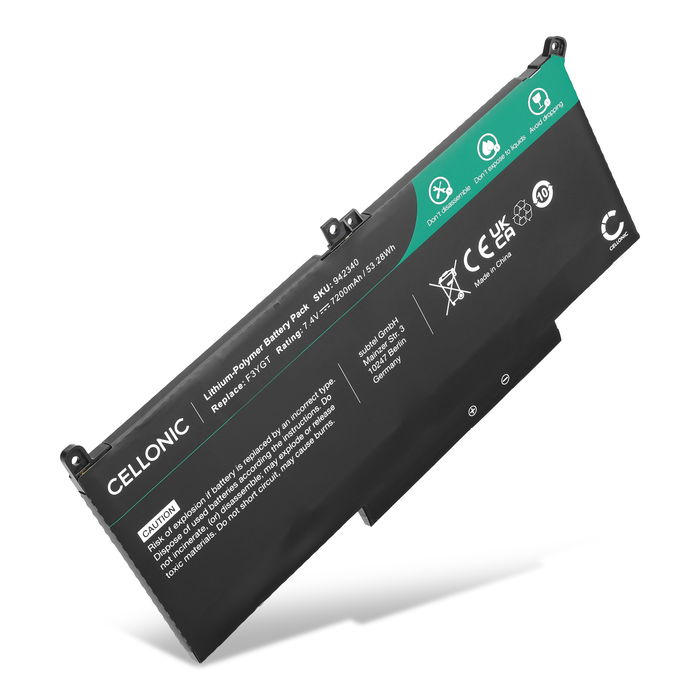 Akku für Dell Latitude 7490, 7390, 7290, E7480, E7280, F3YGT, DM3WC, KG7VF, 2X39G Laptop - 7200mAh 7.4V 