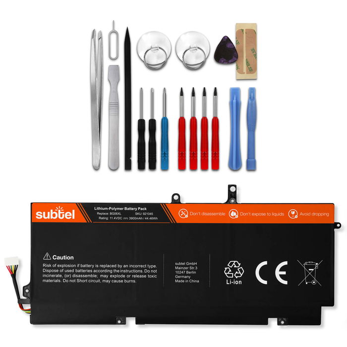 Battery for HP Elitebook 1040 G3 + Werkzeug-Set 11.4V 3400mAh + Tool-kit from subtel