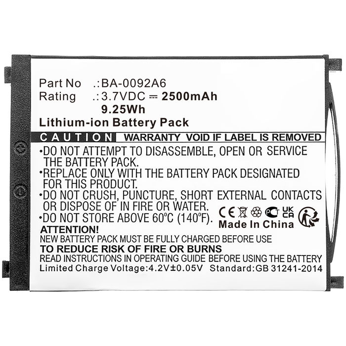 Battery for Cipherlab RS31 3.7V 2500mAh from CELLONIC