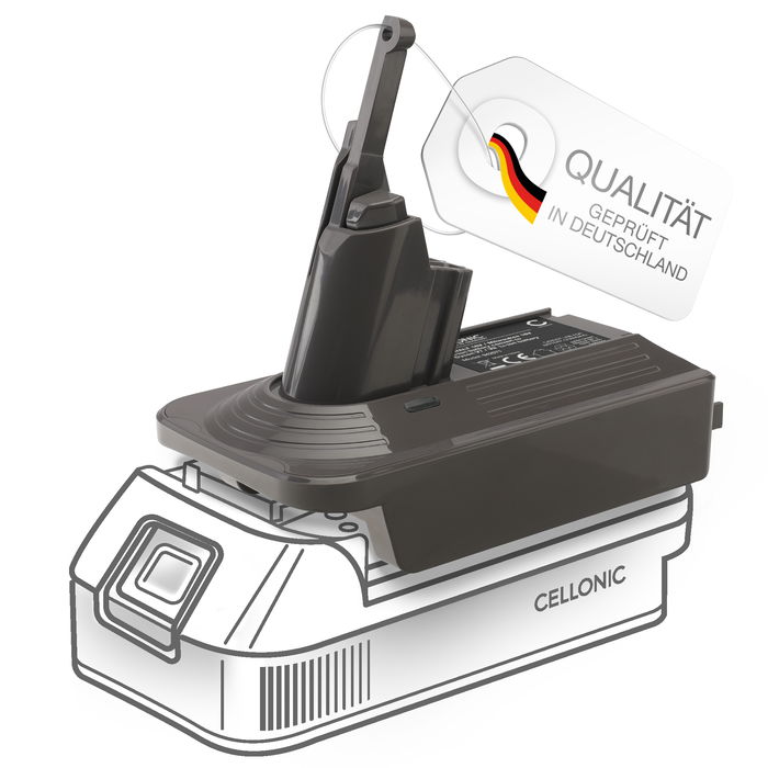 DeWalt 18V-20V oder Milwaukee 18V auf Dyson V7 und Dyson V8 Akku Adapter von CELLONIC