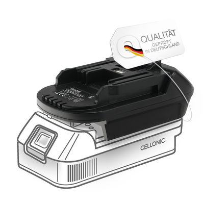 DeWalt 18V-20V oder Milwaukee 18V zu Makita 18V Li-Ion Akku Adapter - DM18M Konverter für Makita Werkzeuge von CELLONIC