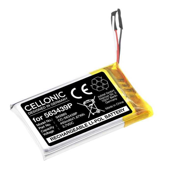 Battery for Microsoft Surface Headphones 2 563439P (450mAh, 3.7V) from CELLONIC