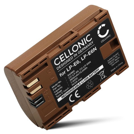 Akku für Canon EOS 80D, 70D, 60D, 7D, 6D, 5DS, EOS 5D Mark IV, III, II TLP-E6P (2600mAh, 7.4V) von CELLONIC