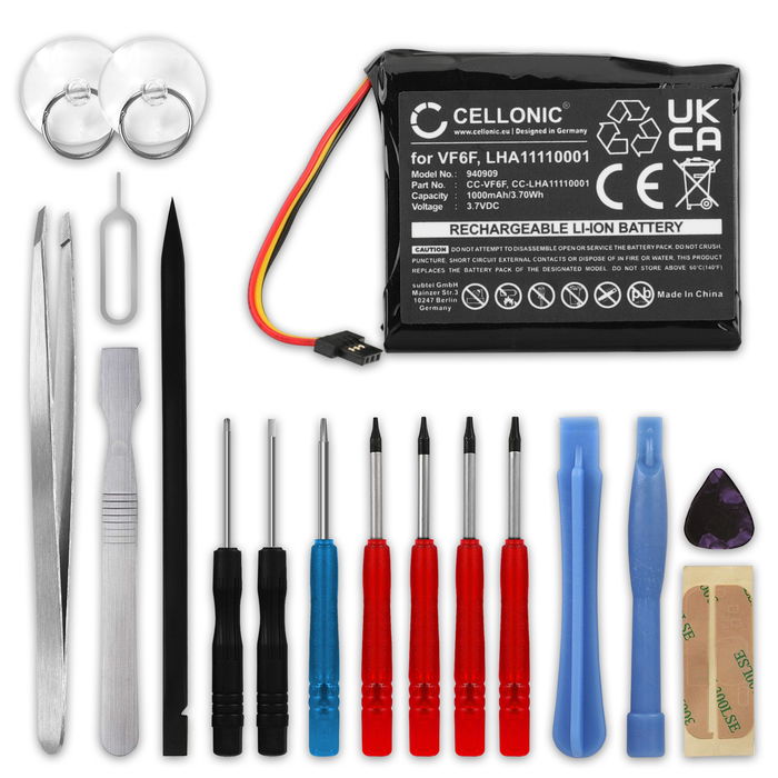 TomTom LHA11110001 Akku + Werkzeug-Set 17tlg 1000mAh Ersatzakku Batterie von Cellonic
