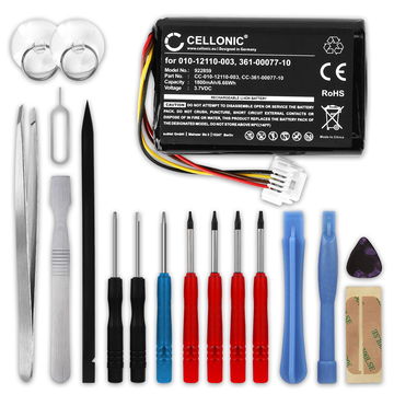 Akku für Garmin Zumo 590LM, Zumo 595LM 1800mAh + Werkzeug-Set 17tlg von CELLONIC