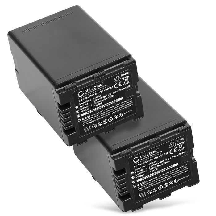 2x Akku für Panasonic HC-X929 HDC-TM900 HDC-SD900 HDC-SD800 HDC-SD909 HDC-HS900 HC-X810 3300mAh von CELLONIC