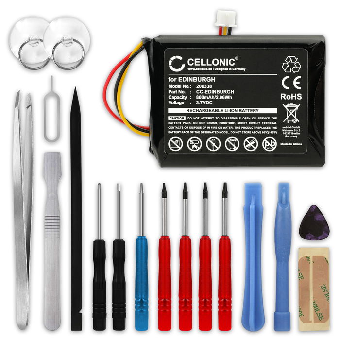 Akku für TomTom ONE XL ONE XL Europe ONE XL Regional XL 325 EDINBURGH 800mAh + Werkzeug-Set 17tlg von subtel