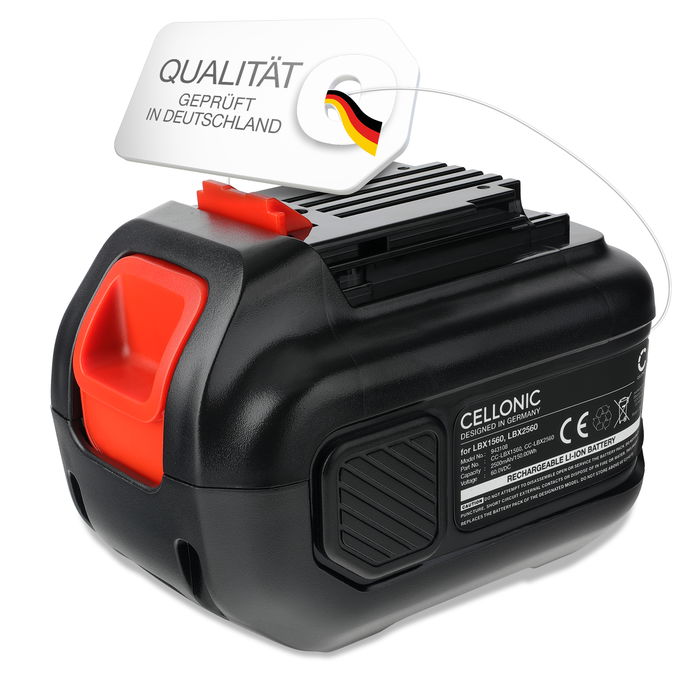Akku für Black & Decker 60V MAX Blower, 60V MAX trimmer, CM2060C, LHT360, LHT360C, LHT360CFF 60V 2500mAh Li Ion von CELLONIC