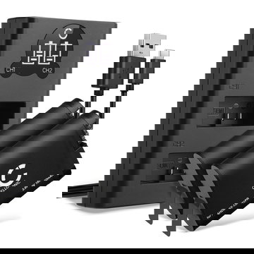 2x Battery for GoPro Hero 13, AHDBT-1301 AHDBT-1301PR (1900mAh, 3.89V) + Dual Charger from CELLONIC