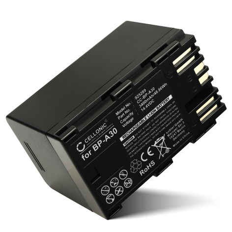 Battery for Canon XF605, XF705, EOS C300 Mark II, Canon C200, CA-CP200L, C300 Mark II PL BP-A30 (3400mAh, 14.4V) from CELLONIC