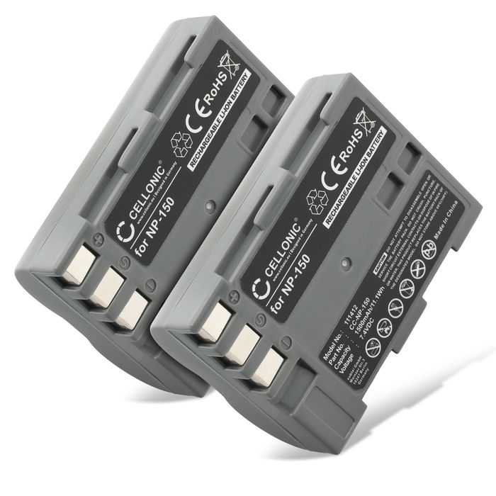 2x Akku für Fuji FinePix A205S, FinePix A205S Zoom, FinePix S5 Pro NP-150 (1500mAh, 7.4V) von CELLONIC