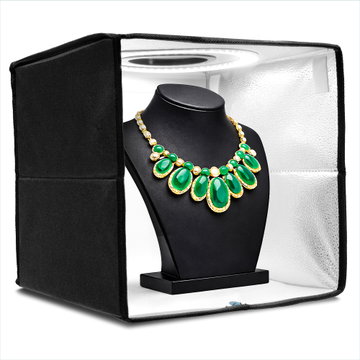 Faltbare Fotobox Lichtzelt 30cm – LED-Ringlicht, 120 Perlen, CRI ≥97, 5500K Tageslicht, 10-stufige Dimmung, 6 Hintergründe & Tragetasche von CELLONIC
