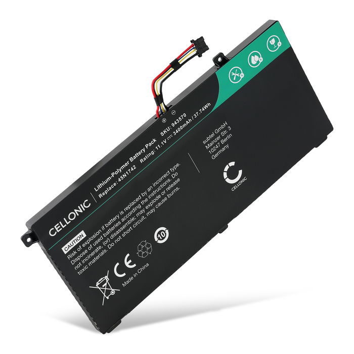 Lenovo ThinkPad T550 Akku 3400mAh Ersatzakku Batterie von Cellonic