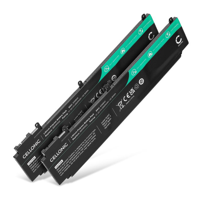 2x Akku für Lenovo ThinkPad T460s, T470s, Lenovo 00HW022, 00HW023, SB10F46461 Laptop - 2000mAh 11.4V 