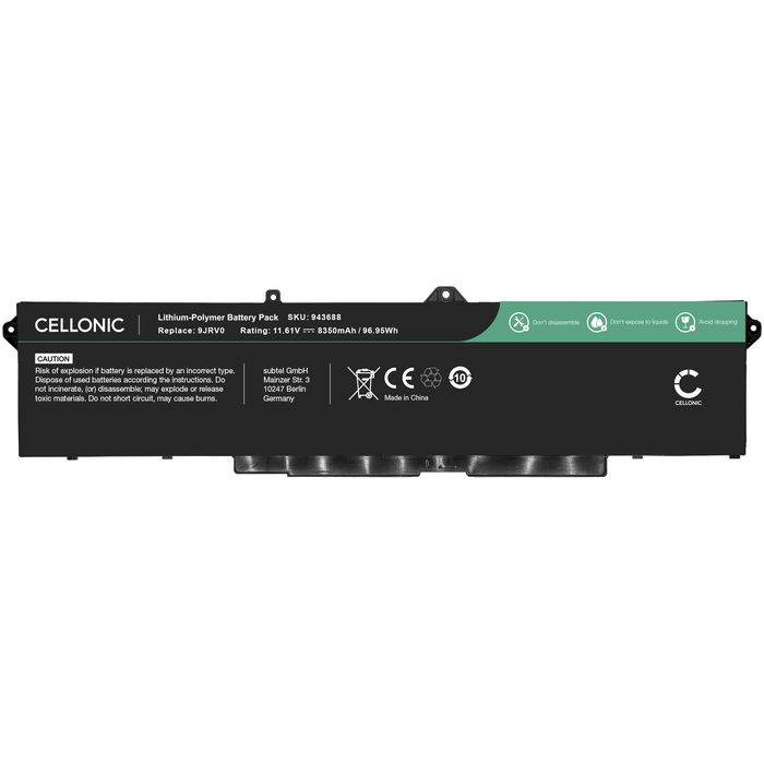 Battery for Dell Alienware M18 R2, m18 R1, M17 R5, M18 R1 (AMD), M18 R1 (Intel), Precision 3591, 3561, 3571, Latitude 5521, 5531, 15 5531, Dell 9JRV0, 53XP7 11.61V 8350mAh from CELLONIC