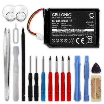 Akku für Garmin Edge Explore 2, Dezl OTR700, 361-00056-12 (750mAh, 3.7V) + Werkzeug-Set von CELLONIC