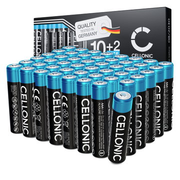 48er-Pack CELLONIC 1.5V Alkaline AAA Batterien – 1250mAh LR03, Micro, MN2400 Einwegbatterien für Fernbedienungen, LED-Lichter, Spielzeug, kleine Elektronik & mehr