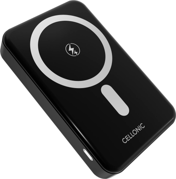 CELLONIC 10000mAh Magnetische Powerbank, 15W kabellos, 22.5W USB-C Schnellladen, MagSafe und Qi kompatibel, 2 Geräte gleichzeitig, Premium Alu-Gehäuse, für iPhone, Samsung und weitere Geräte, Schwarz