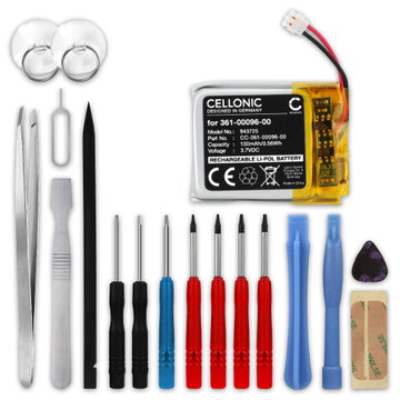 Battery for Garmin Fenix 5S, Fenix 5S Plus 361-00096-00 (150mAh, 3.7V) + Tool-kit from CELLONIC
