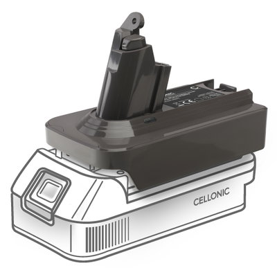 Makita 18V auf Dyson V6 Akku Adapter MT18V6 f&uuml;r Dyson V6 Staubsauger von CELLONIC